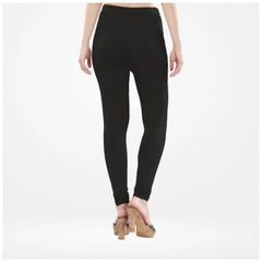 Generic Women's Cotton Blended Solid Churidar leggings (Black)