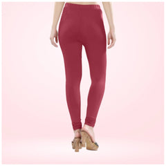 Generic Women's Cotton Blended Solid Churidar leggings (Red Maroon)