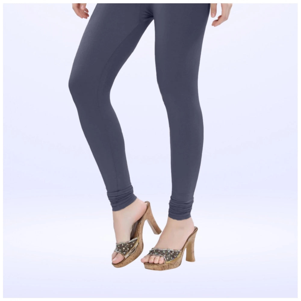 Generic Women's Cotton Blended Solid Churidar leggings (Navy)