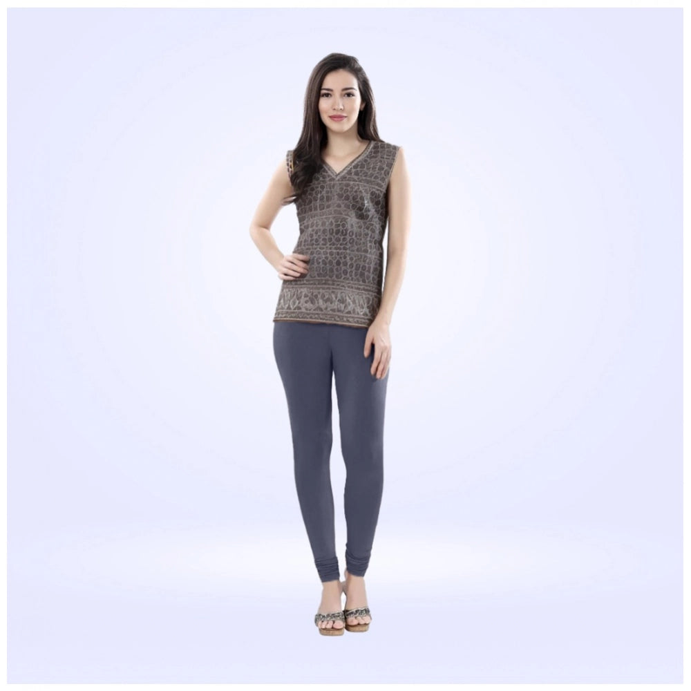 Generic Women's Cotton Blended Solid Churidar leggings (Navy)