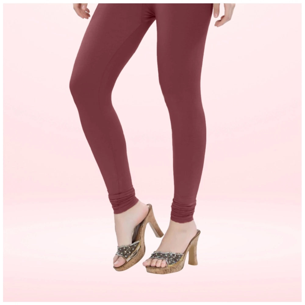 Generic Women's Cotton Blended Solid Churidar leggings (Maroon)