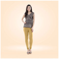 Generic Women's Cotton Blended Solid Churidar leggings (Beige)
