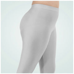 Generic Women's Cotton Blended Solid Shimmer Ankle leggings (Silver)