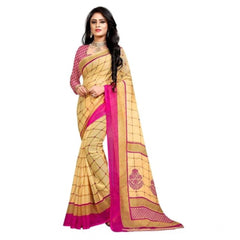 Generic Women's Georgette Printed Saree With Unstitched Blouse 5.5Mtr (Pink)