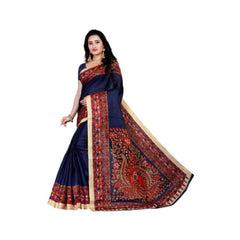 Generic Women's Georgette Printed Saree With Unstitched Blouse 5.5Mtr (Navy Blue)