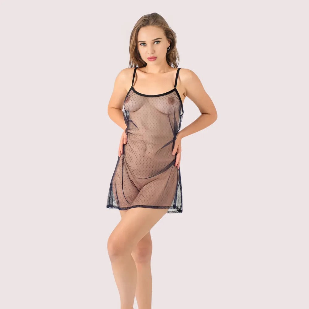 Midnight Allure Sheer Babydoll – Plus Size
