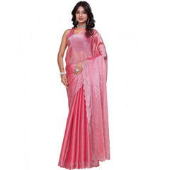 Generic Women's Jimmy choo Embellished Bollywood Saree With Unstitched Blouse 5.5Mtr (Pink)