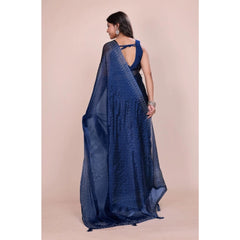 Generic Women's Jimmy choo Embellished Bollywood Saree With Unstitched Blouse 5.5Mtr (Blue)