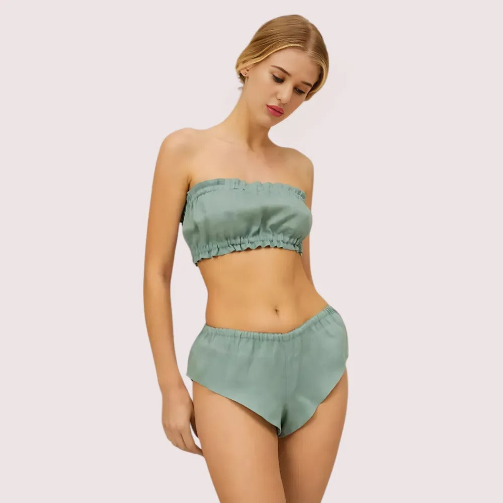 Linen Luxe Ruffle Bandeau & Knickers Set – 2 Pack