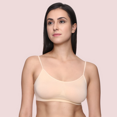 "Comfort" Beige Thin Straps Sports Bra