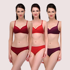 "Elegant" Solid Color Bra Sets ( Pk of 3)