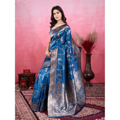 Generic Women's Banarasi Silk Printed Saree With Unstitched Blouse 5.5Mtr (Pinch)