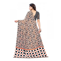 Generic Women's Georgette Printed Saree With Unstitched Blouse 5.5Mtr (Orange)
