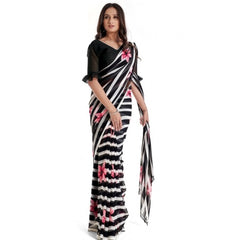 Generic Women's Georgette Printed Saree With Unstitched Blouse 5.5Mtr (Pink)