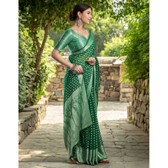 Generic Women's Georgette Weaving Saree With Unstitched Blouse 5.5Mtr (Green)