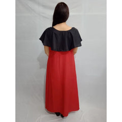 Generic Women's Casual Crepe Cape Sleeve Dress (Black)