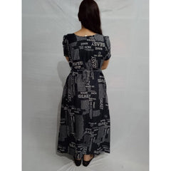 Generic Women's Casual Crepe Half Sleeves Dress (Black)