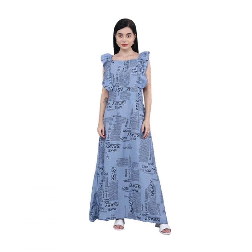 Generic Women's Casual Crepe Sleeveless Dress (Grey)