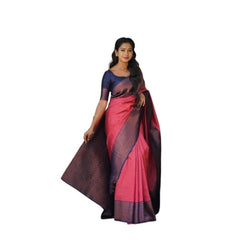 Generic Women's Soft Lichi Silk Printed Saree With Unstitched Blouse 5.5Mtr (Red)