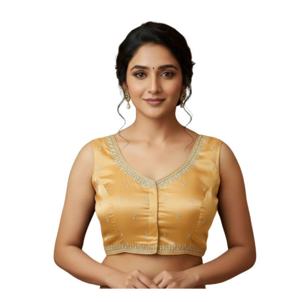 Generic Women's Zimmi Choo Sequin Work V-Neck Padded Blouse (Beige 38 Ready (Self Alterable 36–40)