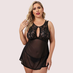Twilight Temptation Sheer Lace Babydoll – Plus Size