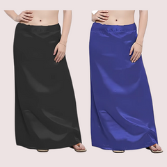 Black & Blue Satin Petticoat Combo (Free Size)