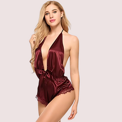 Seductive Red Satin Lingerie