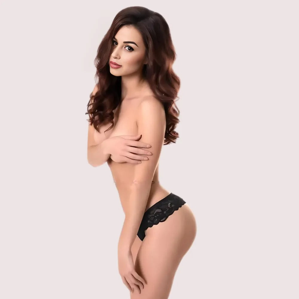 Lace Crotchless Thong for Intimate Moments