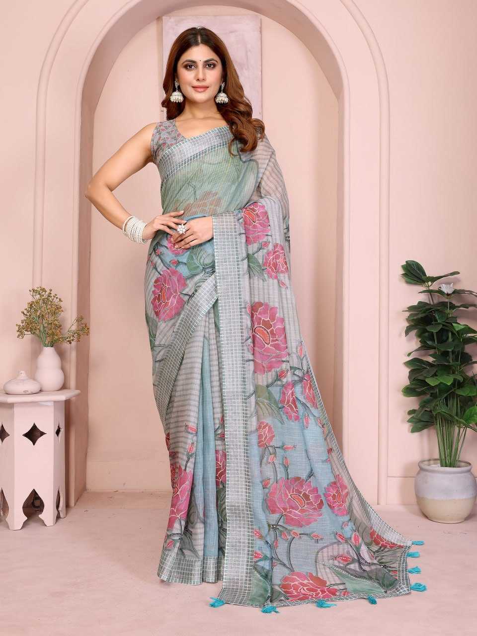 Ynf Cotton KESH553 114 Sarees Wholesale Cotton Linen Sarees Floral Sarees Printed Cotton Saree Manufacturer