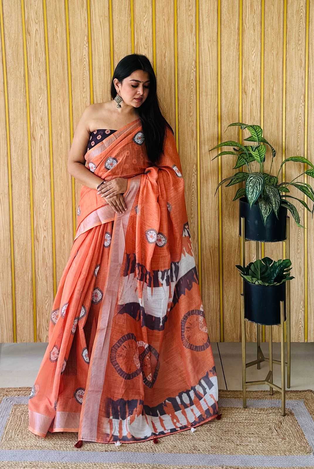 KSA Cotton RIN183 AARYA Sarees Wholesale Fancy Sarees Cotton Linen Sarees Manufacturer