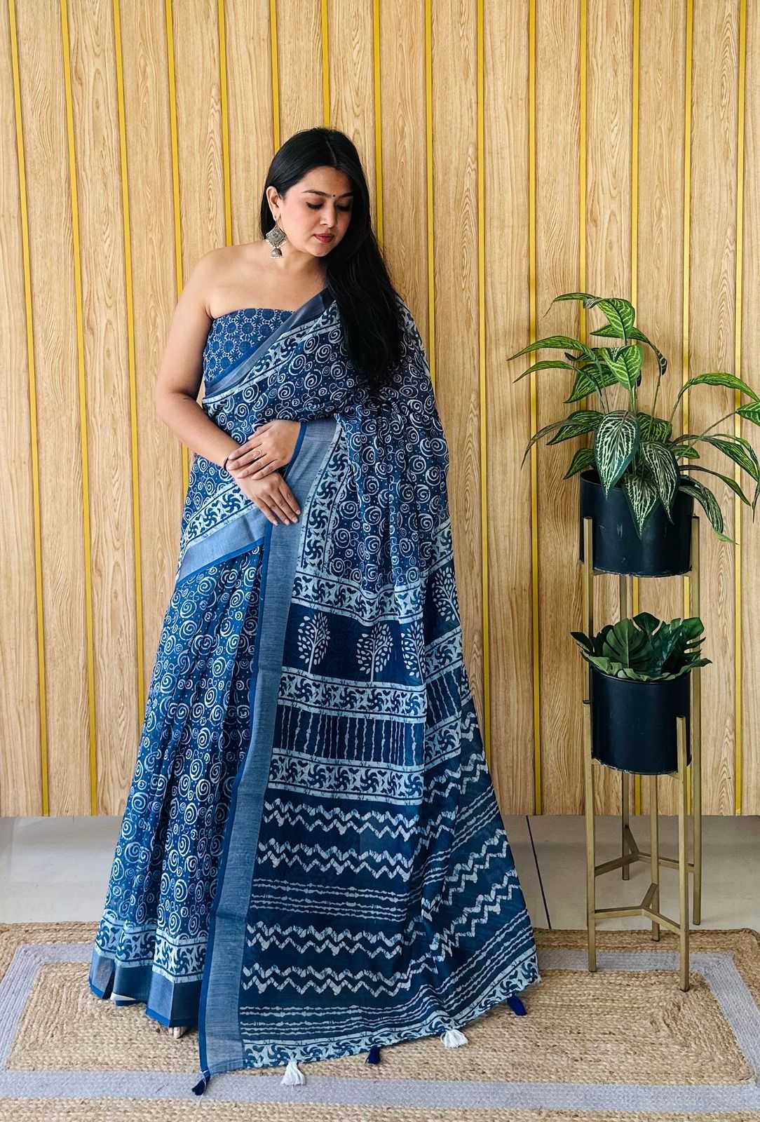 KSA Cotton RIN183 AARYA Sarees Wholesale Fancy Sarees Cotton Linen Sarees Manufacturer