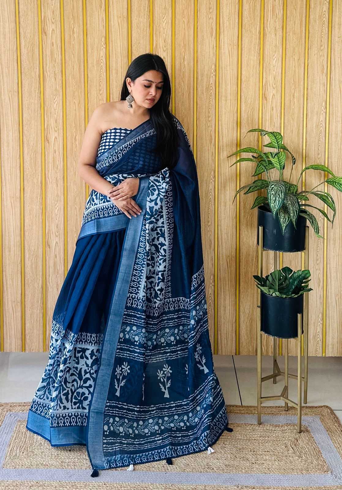 KSA Cotton RIN183 AARYA Sarees Wholesale Fancy Sarees Cotton Linen Sarees Manufacturer