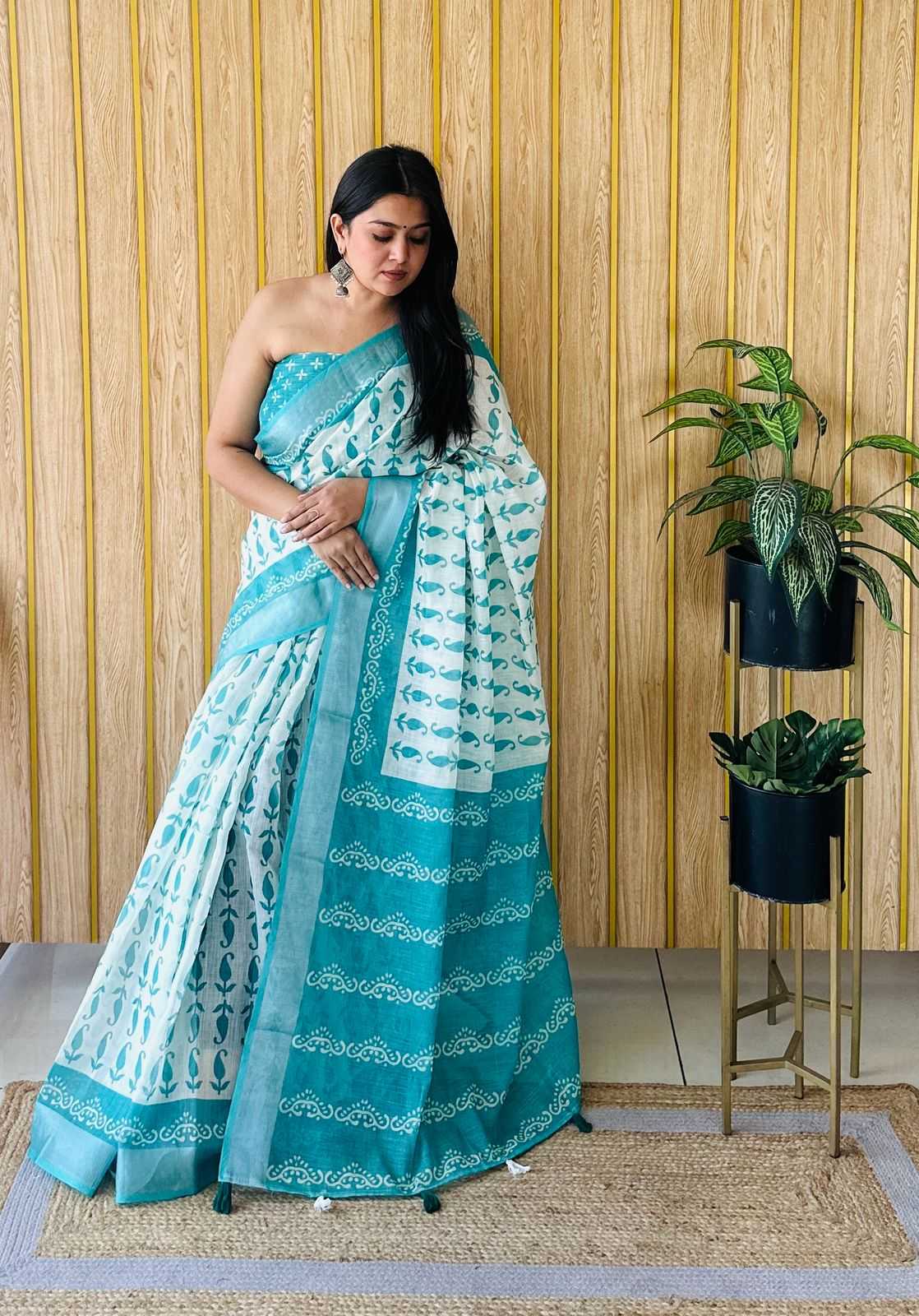 KSA Cotton RIN183 AARYA Sarees Wholesale Fancy Sarees Cotton Linen Sarees Manufacturer