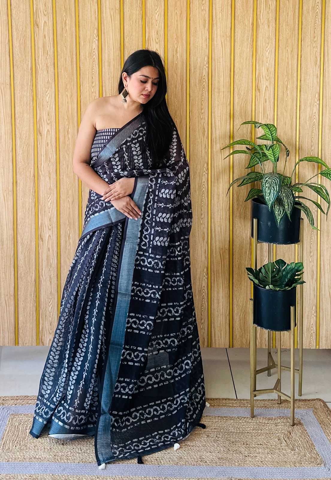 KSA Cotton RIN183 AARYA Sarees Wholesale Fancy Sarees Cotton Linen Sarees Manufacturer