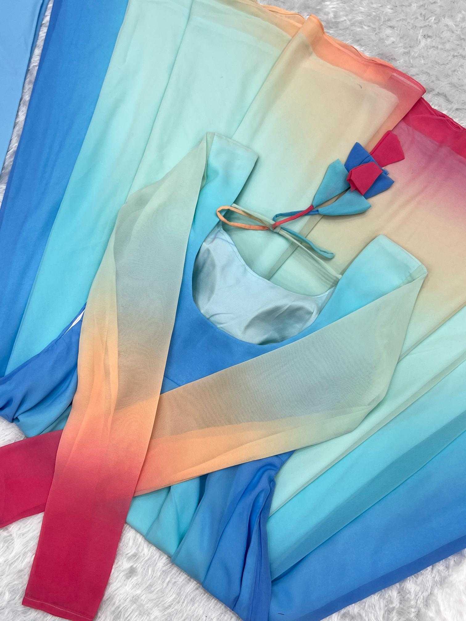 KSA Faux Georgette KESH504 35 Gowns Wholesale Anarkali Gown Georgette Gown Blue Gown Manufacturer