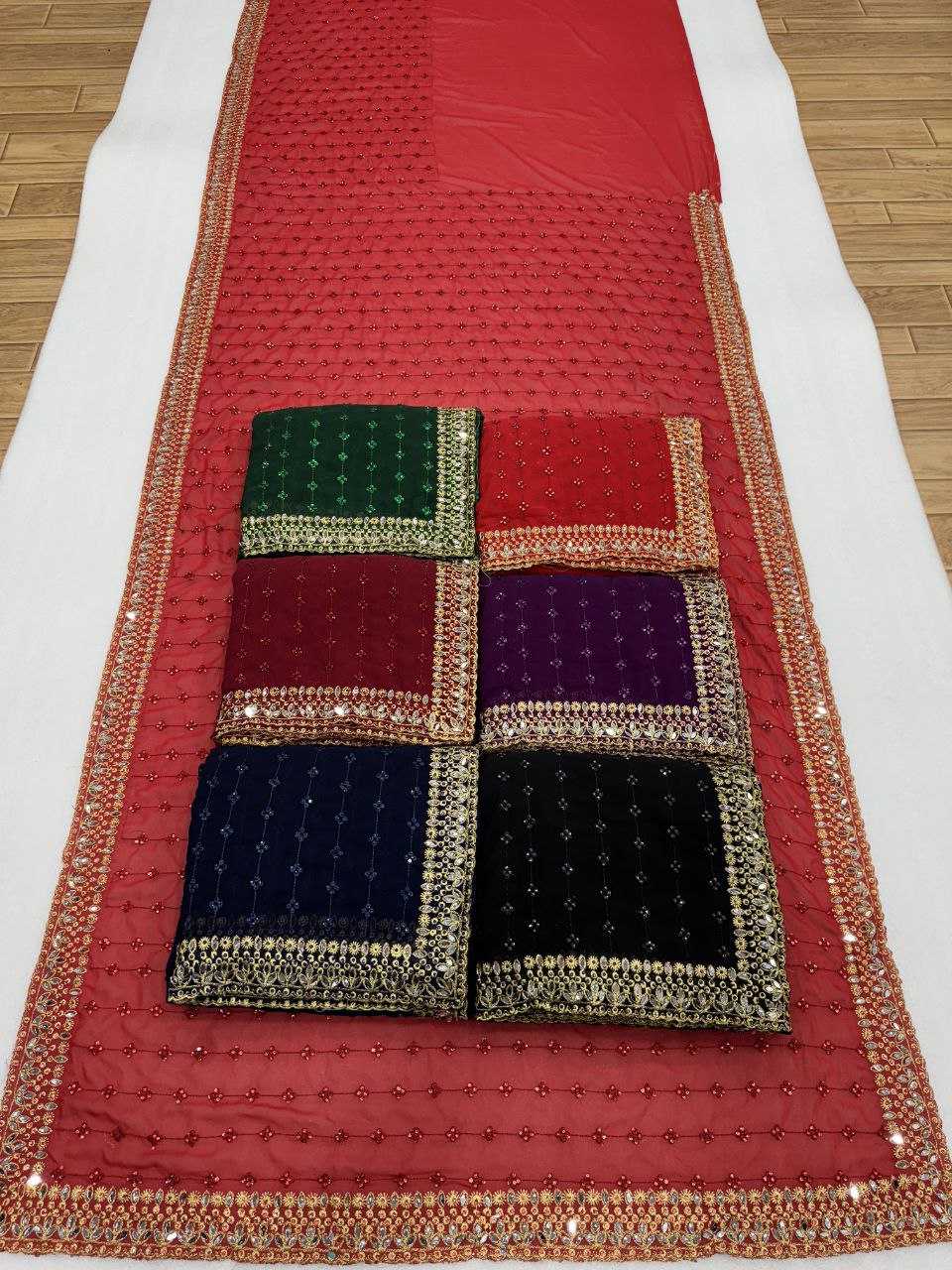 Ksa Faux Georgette KESH524 3465 Sarees Bollywood Collections Wholesale Georgette Sarees Embroidered Sarees Ananya Pandey Sarees Manufacturer