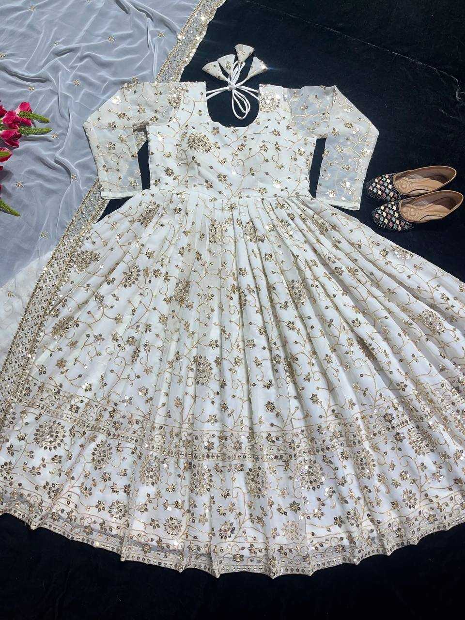 KSA Faux Georgette KESH528 399 Gowns Festive Collections Wholesale Georgette Gown Lightweight Gowns Onam Collections Manufacturer