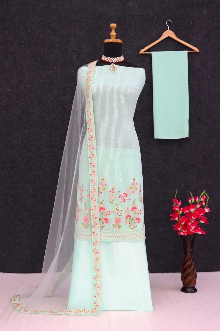 Ksa Faux Georgette RIN131 1043 Suits & Dresses Wedding Collections Bollywood Collections Wholesale Sharara Salwar Suits Georgette Suit Malaika Arora Sarees Manufacturer