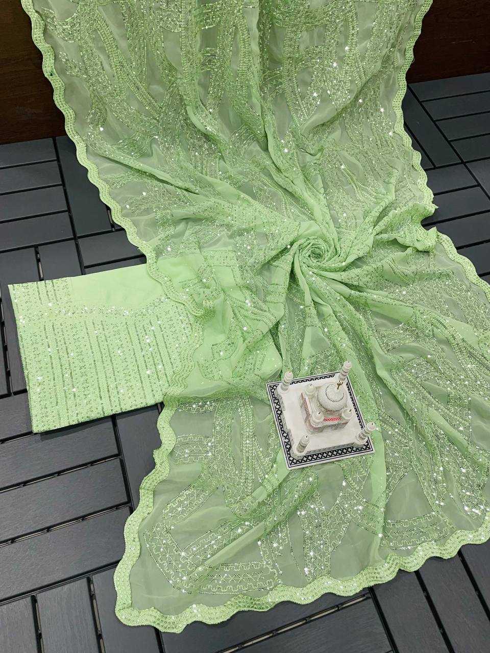 ksa Faux Georgette RIN215 Sarees Bollywood Collections Wholesale Sequence Sarees Embroidered Sarees Mouni Roy Sarees Zari Border Sarees Manufacturer