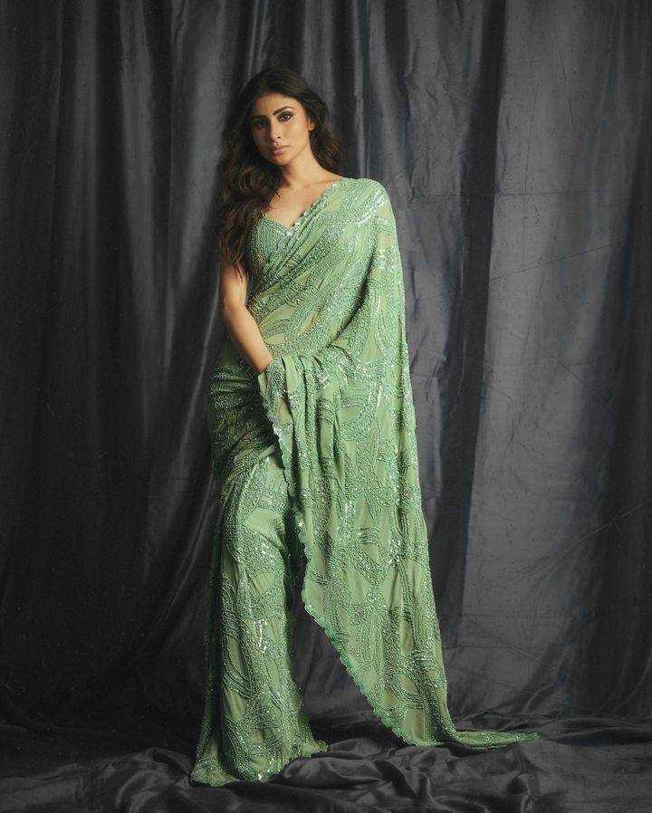 ksa Faux Georgette RIN215 Sarees Bollywood Collections Wholesale Sequence Sarees Embroidered Sarees Mouni Roy Sarees Zari Border Sarees Manufacturer