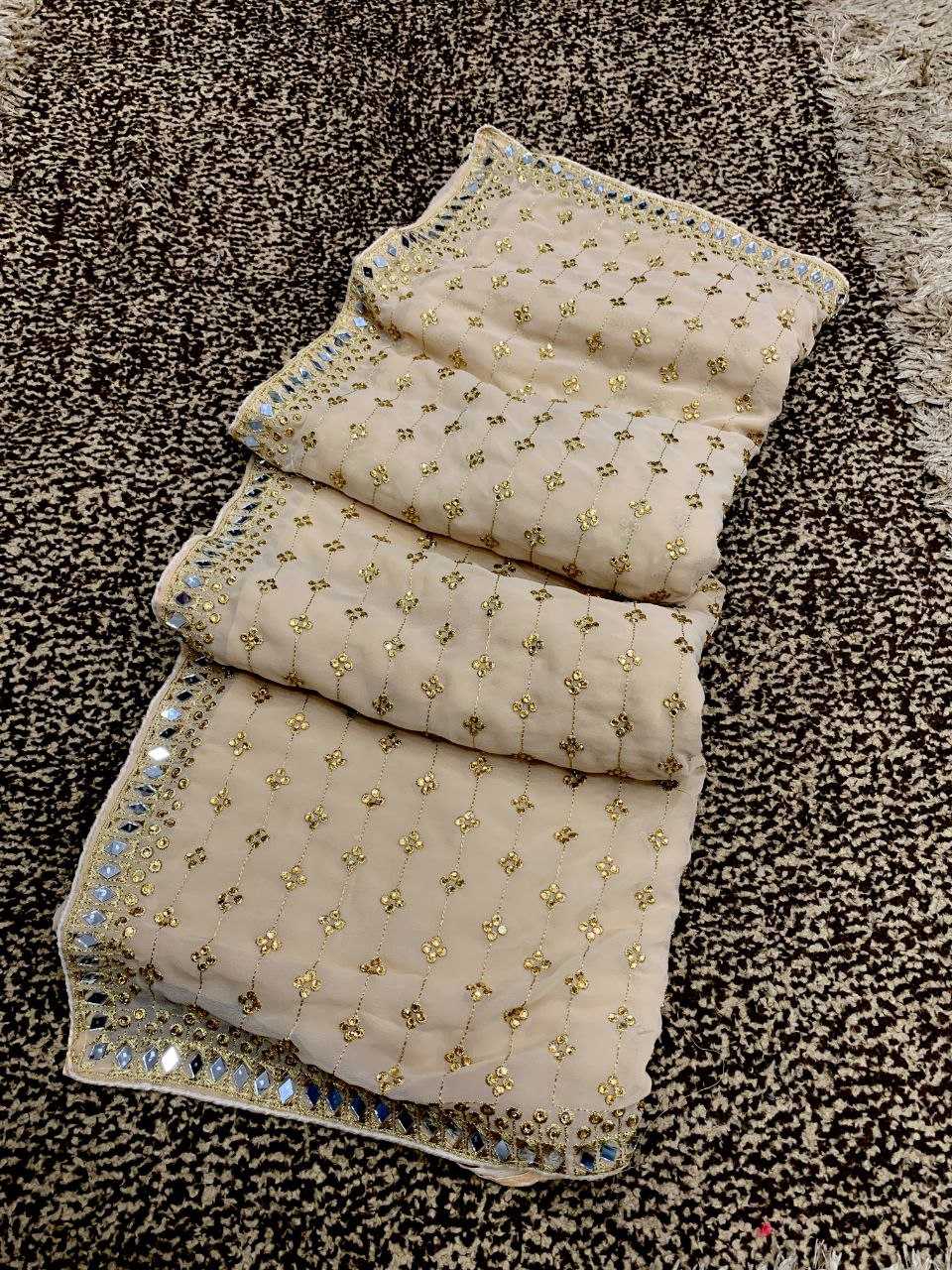 GEORGETTE DIV 02 SAREES WHOLESALE GEORGETTE EMBROIDERY RASHMIKA MANDANNA SAREES MANUFACTURER