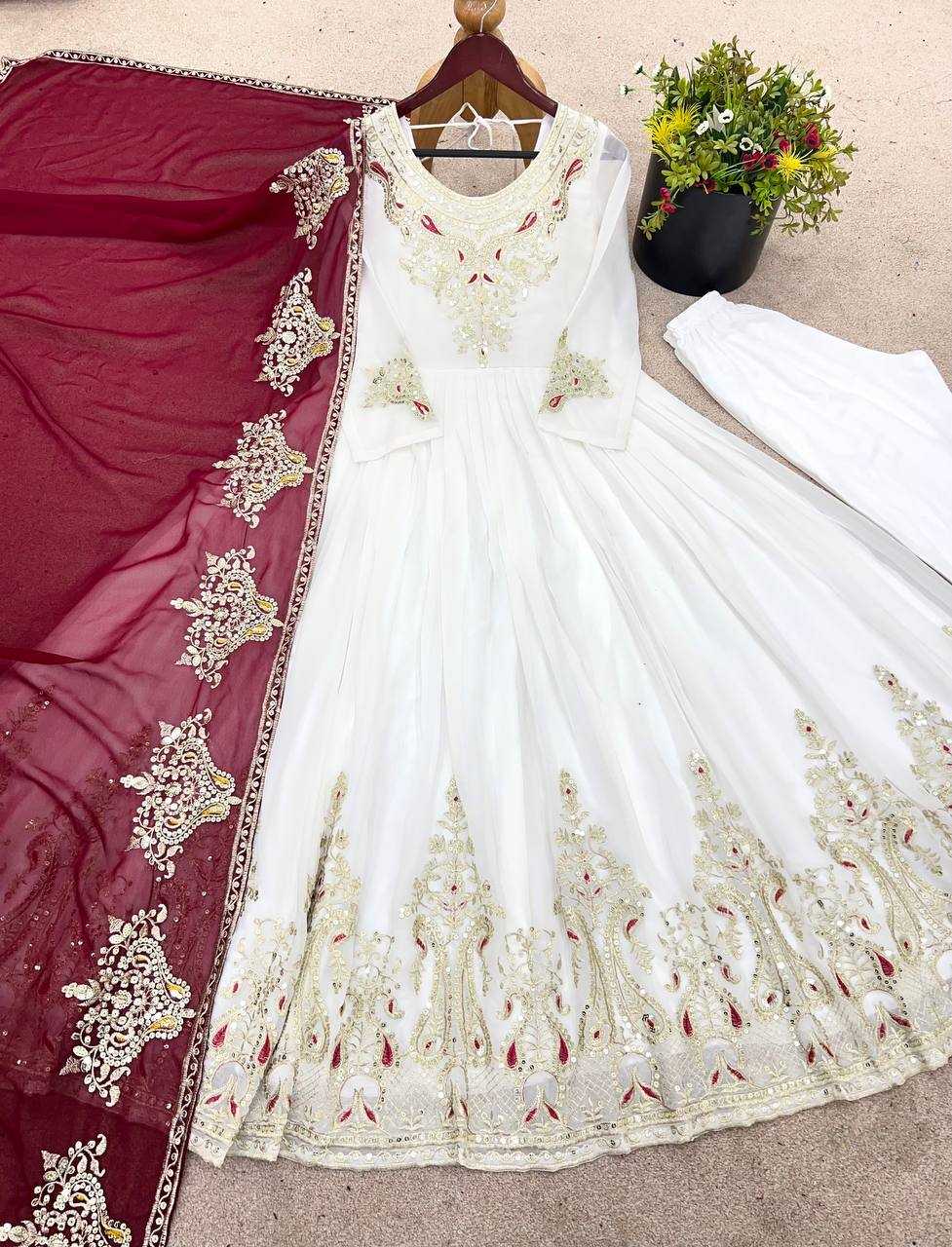 ksa Georgette KESH499 5008 Gowns Wholesale Embroidery Gowns Party Gowns Georgette Gown Manufacturer