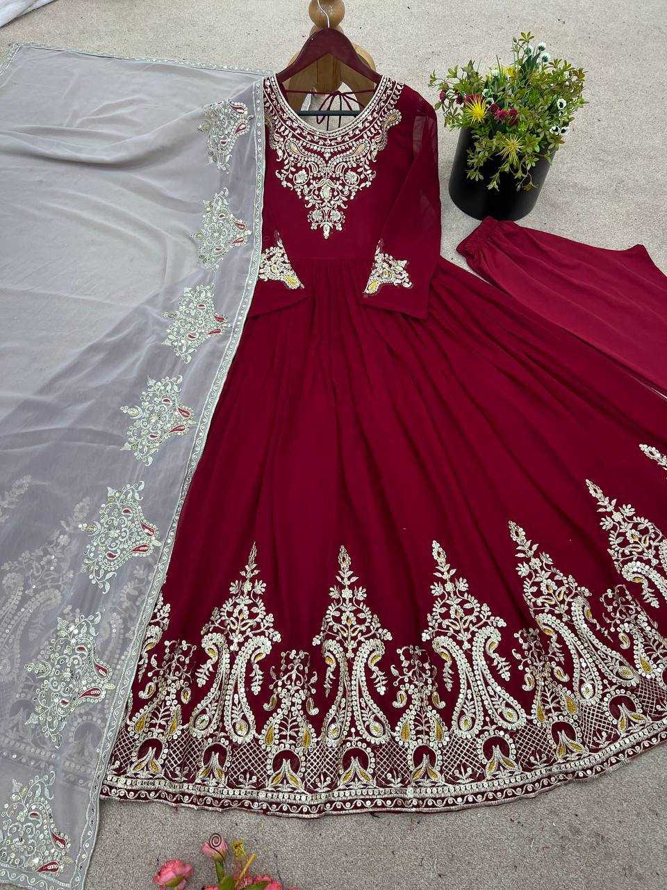 ksa Georgette KESH499 5008 Gowns Wholesale Embroidery Gowns Party Gowns Georgette Gown Manufacturer