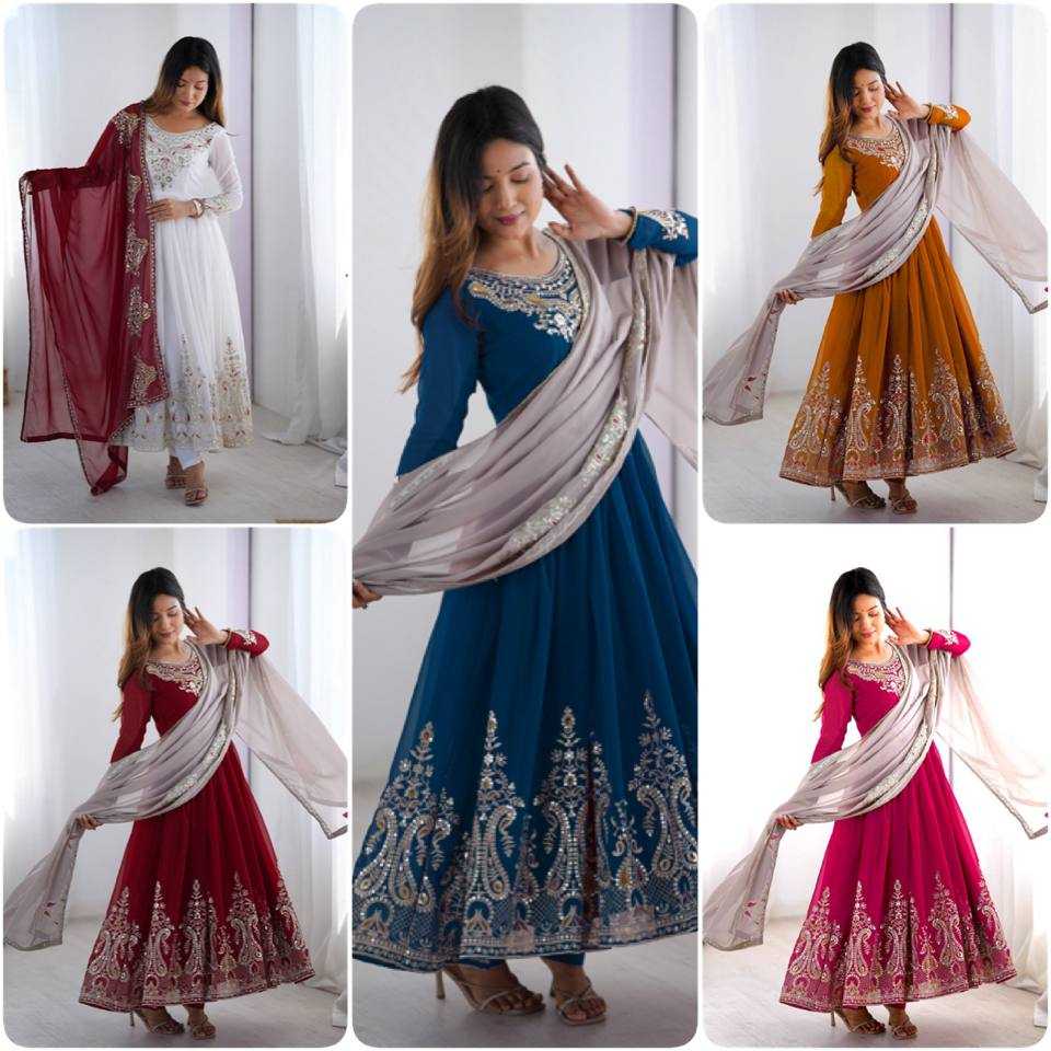 ksa Georgette KESH499 5008 Gowns Wholesale Embroidery Gowns Party Gowns Georgette Gown Manufacturer