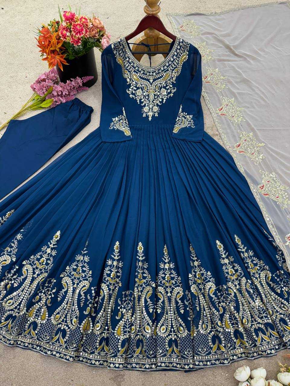ksa Georgette KESH499 5008 Gowns Wholesale Embroidery Gowns Party Gowns Georgette Gown Manufacturer