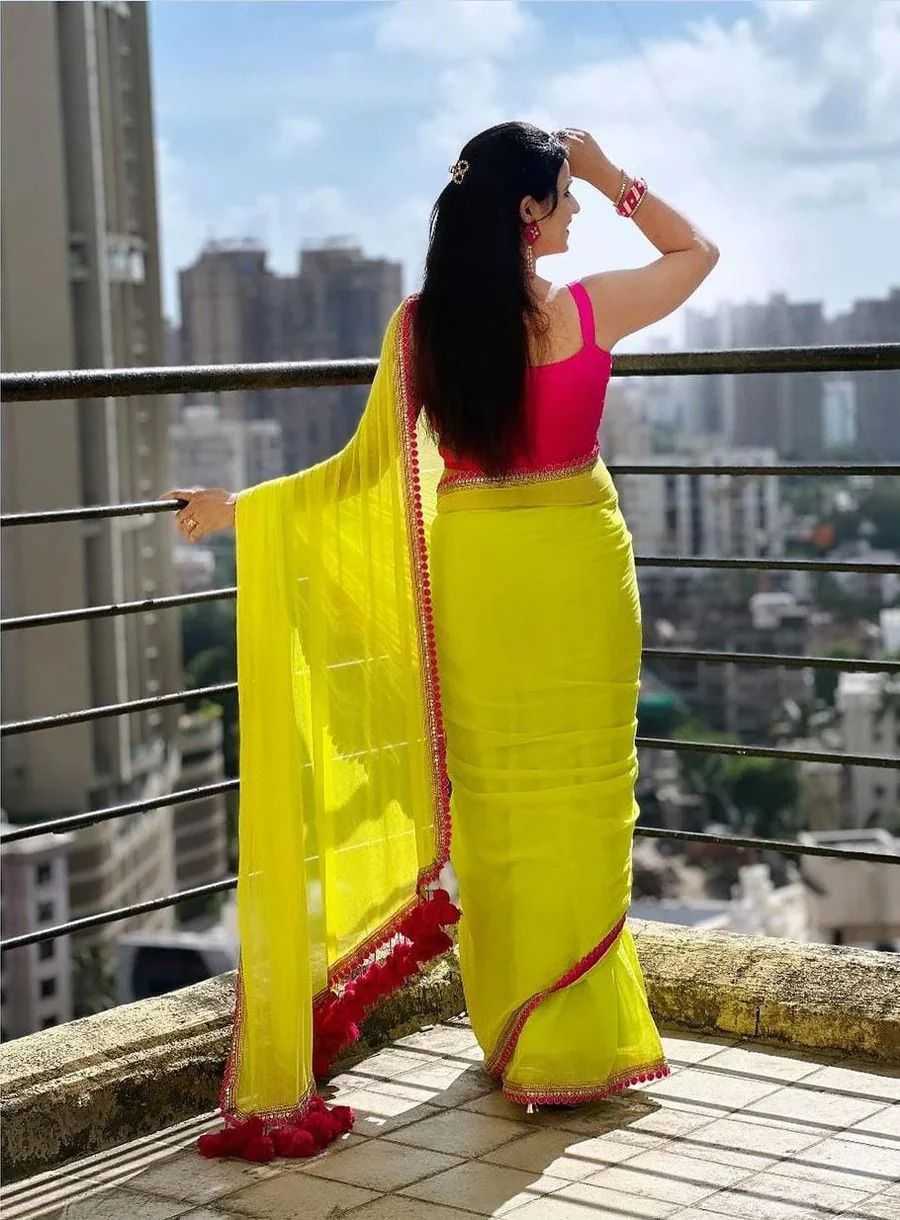 KSA Georgette KESH577 120 Sarees Festive Collections Wholesale Georgette Sarees Lace Border Sarees Sarees With Blouse Manufacturer