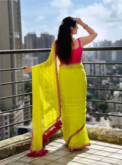 KSA Georgette KESH577 120 Sarees Festive Collections Wholesale Georgette Sarees Lace Border Sarees Sarees With Blouse Manufacturer