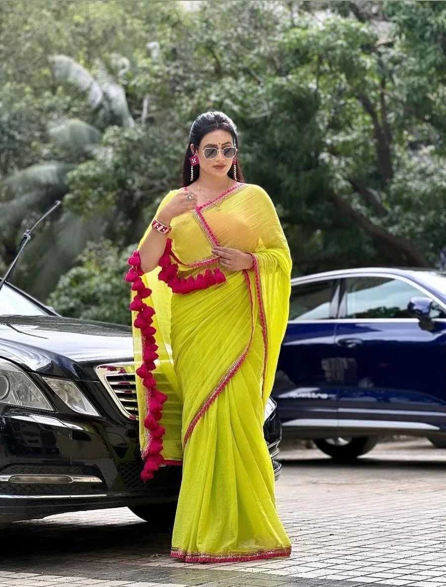 KSA Georgette KESH577 120 Sarees Festive Collections Wholesale Georgette Sarees Lace Border Sarees Sarees With Blouse Manufacturer