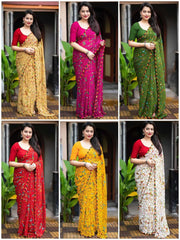 Ynf Georgette KESH577 CM-809 Sarees Festive Collections Wholesale Printed Sarees Georgette Sarees Lace Border Sarees Manufacturer