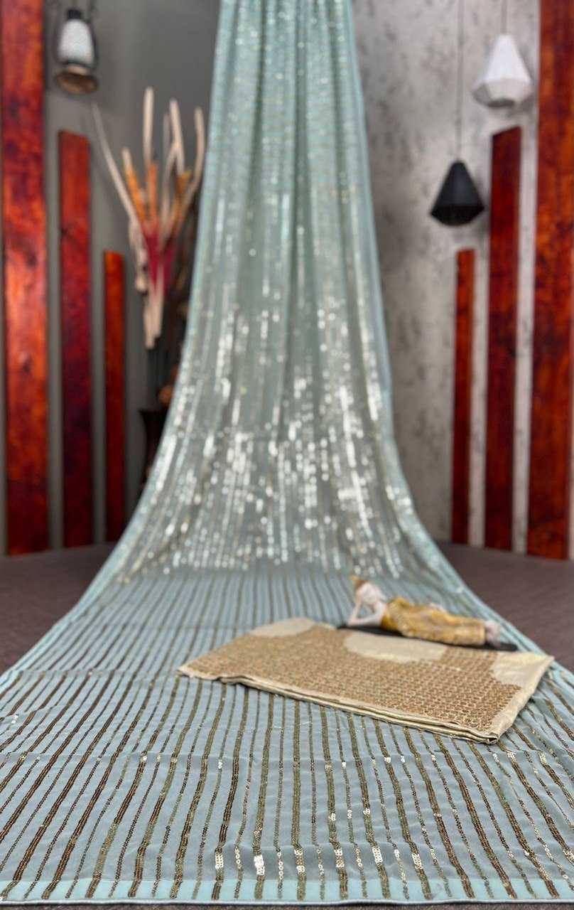 ksa GEORGETTE RIN141 1600 SAREES WHOLESALE PARTY WEAR FANCY SEQUEUNCE WORK GEORGETTE SAREES MANUFACTURER